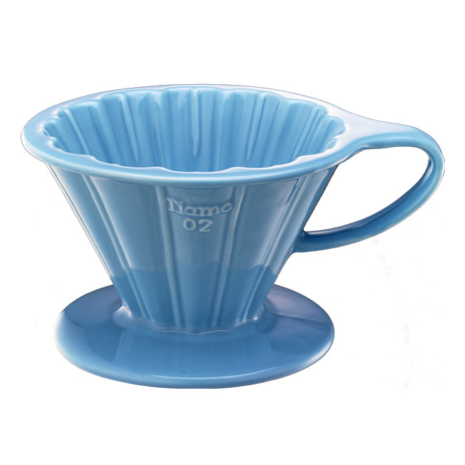 Tiamo V02花漾陶瓷咖啡濾器組 (粉藍(lán))附濾紙量匙滴