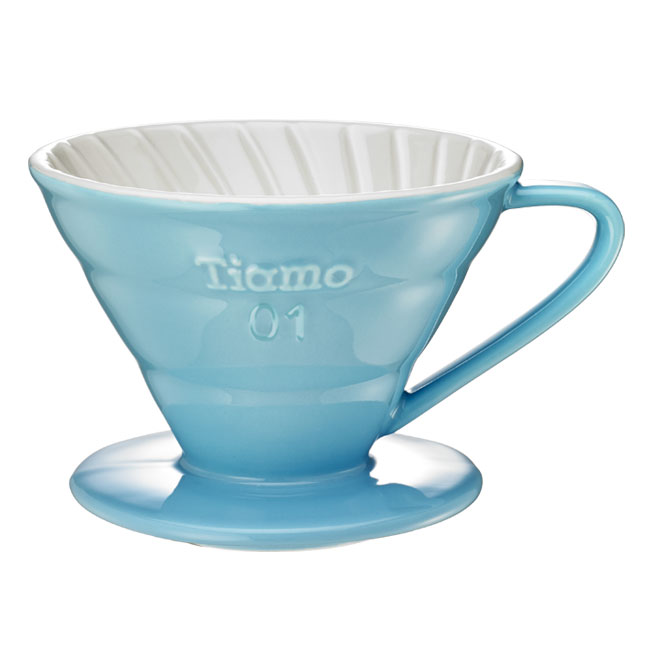 TIAMO V01陶瓷雙色咖啡濾器組 附滴水盤量匙 1-2人